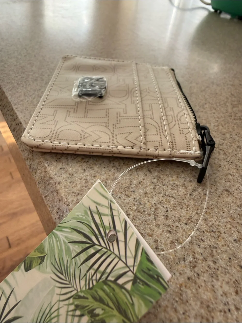 Badgley Mischka Beige Logo Card Wallet